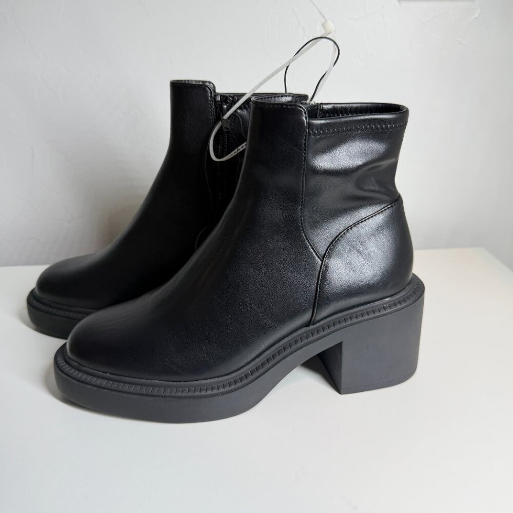NWOT Madden Girl Black Faux Leather Chunky Platform Ankle Boots women size 8.5